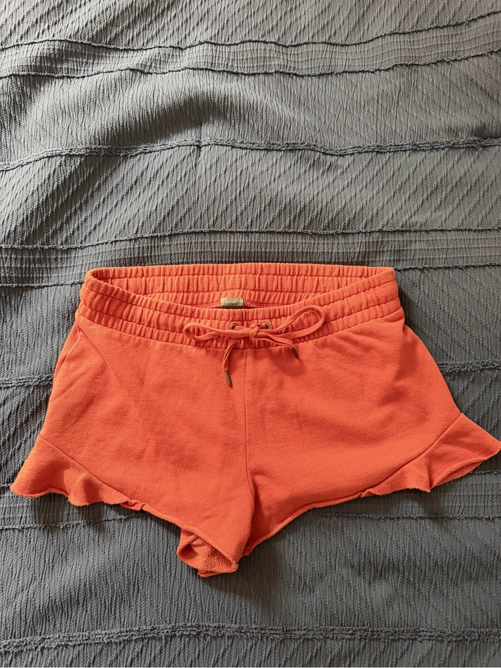 aerie Coral-Orange Ruffle Hem Drawstring Shorts